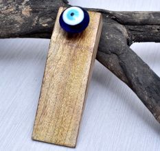 White & Blue Glass Wooden Door Stopper for Home & Office