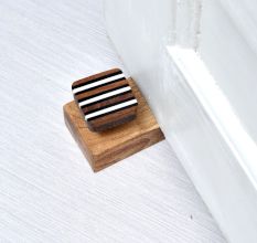 Modern White & Brown Handmade Wooden Door Stopper