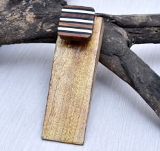 Modern White & Brown Handmade Wooden Door Stopper