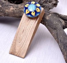 Beautiful Blue & Yellow Ceramic Wooden Door Stopper