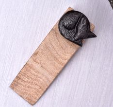 Handmade Wooden Door Stopper with Iron Fox
