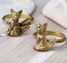 Handmade Brass Cat Napkin Ring in Set of 4