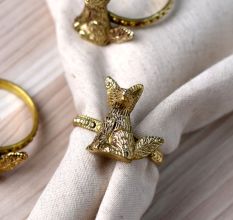 Handmade Brass Cat Napkin Ring in Set of 4