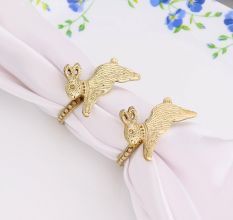 Premium Brass Rabbit Napkin Ring in Set of 4