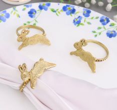 Premium Brass Rabbit Napkin Ring in Set of 4