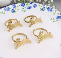 Premium Brass Rabbit Napkin Ring in Set of 4