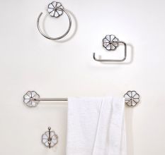 Double End Mother of Pearl Silver Brass Wall Hook