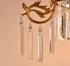Clear Glass Quartz Crystal Brass Decorative Chendelier