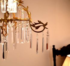 Clear Glass Quartz Crystal Brass Decorative Chendelier