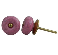 Pink Crackle Ceramic Cabinet Knob