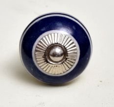 Navy Blue Striped Knob