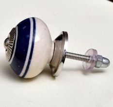 Navy Blue Striped Knob