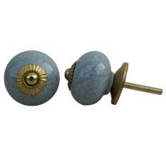 Steel Grey Crackle Ceramic Drawer Knob