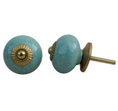 Mint Green Crackle Cabinet Knob