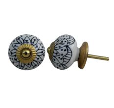 Black Aster Flower Dresser Knob