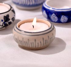 Handmade Tea Light Holders Made of Ceramic in Set of 4