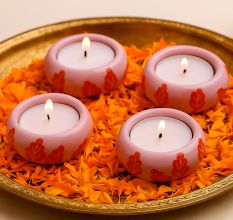 Modern Tea Light Holders Made of Ceramic in Set of 4