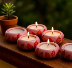 Modern Tea Light Holders Made of Ceramic in Set of 4