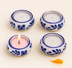 Decorative Modern Ceramic Tea Light Holders in Set of 4