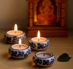 Decorative Modern Ceramic Tea Light Holders in Set of 4