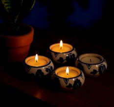 Modern Ceramic Tea Light Holder for Decor in Set of 4