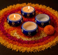 Beautiful Handmade Ceramic Tea Light Holder in Set of 4