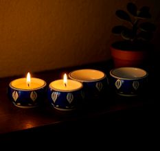 Beautiful Handmade Ceramic Tea Light Holder in Set of 4