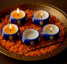 Beautiful Handmade Ceramic Tea Light Holder in Set of 4