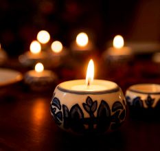 Adorning Handcrafted Ceramic Tea Light Holder for Decor in Set of 4