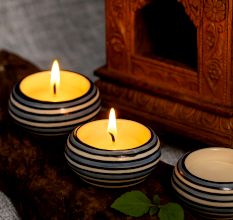 Handmade Tea Light Holder Made of Premium Ceramic in Set of 4