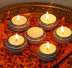 Handmade Tea Light Holder Made of Premium Ceramic in Set of 4