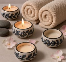 Premium Ceramic Tea Light Holder for Decoration in Set of 4