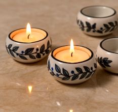 Premium Ceramic Tea Light Holder for Decoration in Set of 4