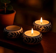 Premium Ceramic Tea Light Holder for Decoration in Set of 4
