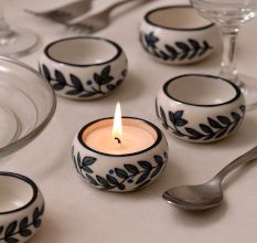 Premium Ceramic Tea Light Holder for Decoration in Set of 4