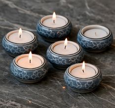 Round Modern Ceramic Tea Light Holder for Decor in Set of 4
