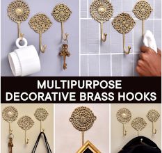 Golden Wall Brass Decorative Hook - Pack of 3