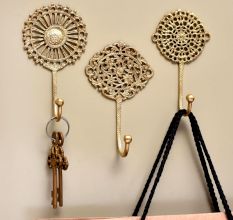Golden Wall Brass Decorative Hook - Pack of 3