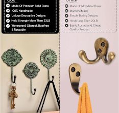 3 Pieces Brass Antique Wall Hooks for Hanging