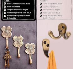 Golden Flower Brass Wall Hooks for Hanging - Pack of 3