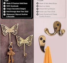 3 Pieces Brass Butterfly Vintage Wall Decor Hook For Hanging