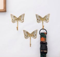 3 Pieces Brass Butterfly Vintage Wall Decor Hook For Hanging