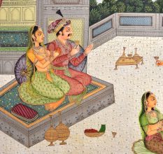 Mughal King & Queen Enjoying Music Canvas Painting