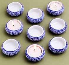 Handmade Tea Light Holder Made of Premium Ceramic in Set of 9