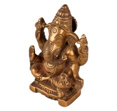 Handmade Antique Brown Lord Ganesha Statue for Worship