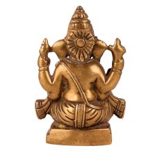 Handmade Antique Brown Lord Ganesha Statue for Worship