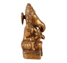 Handmade Antique Brown Lord Ganesha Statue for Worship