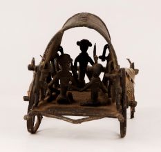 Vintage Brass Tribal Chariot Statue for Home Decor