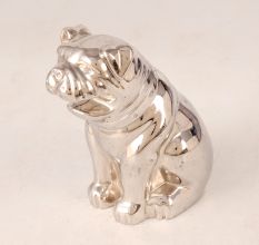 Handmade Small Metal Dog in Silver Shiny Finish