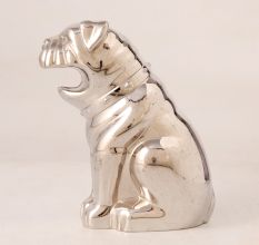 Handmade Small Metal Dog in Silver Shiny Finish